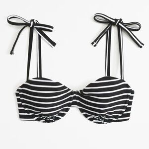 Abercrombie & Fitch Black and White Striped Bikini Top